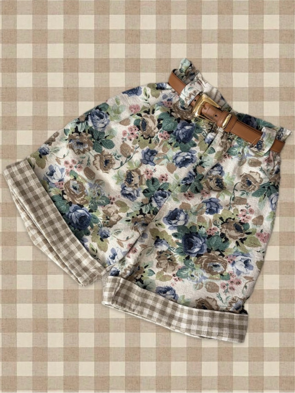 Vintage California Concepts Floral Gingham Shorts 🌷